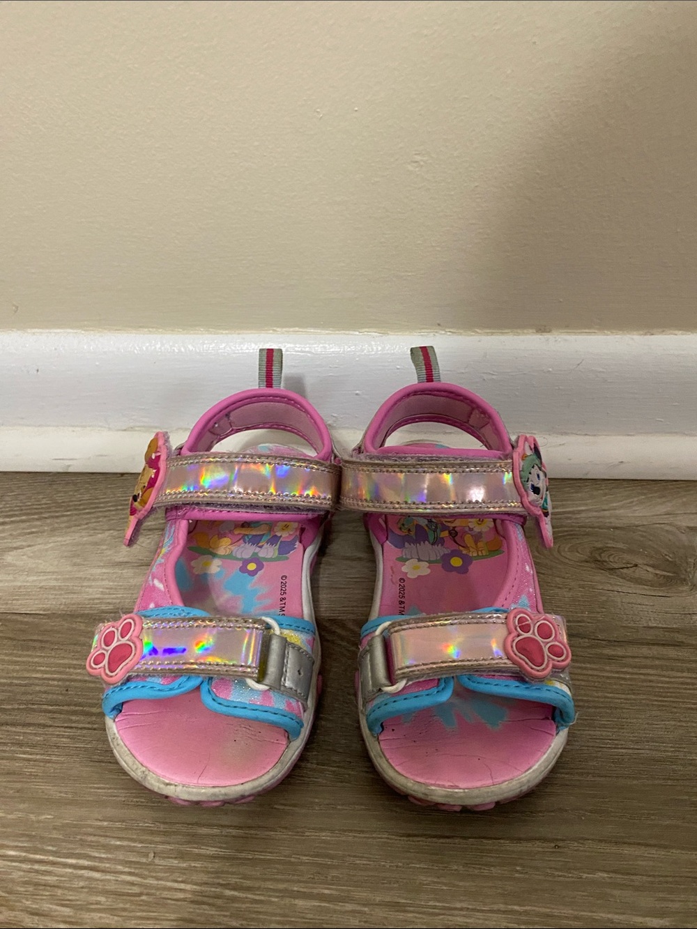 Girls' Pink Holographic Paw Patrol Sandals